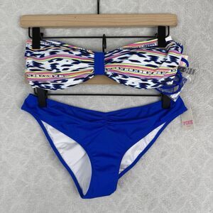 Victorias Secret Pink 2 Piece Bikini Swimsuit Medium Strappy Aztec Hipster Boho